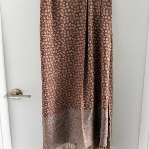Brown and Tan Patterned Scarf